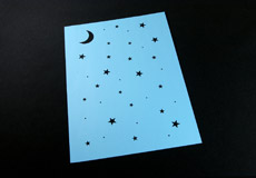 夜空のカッティング加工を施した色上質紙（ブルー）